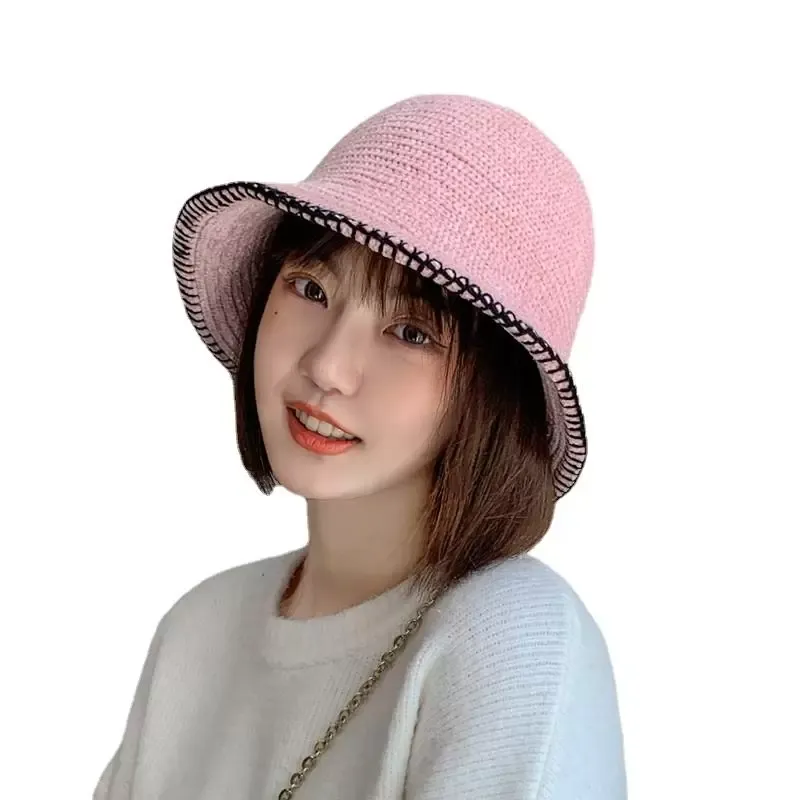 비니 / 두개골 모자 여성을위한 니트 모자 패션 짠 짚 모자 여름