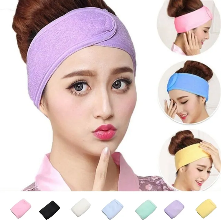 Bonnets de douche Bandeau élastique Pas cher Serviette de beauté Dames Masque de maquillage pour le visage Bande de cheveux Sport Capot absorbant Accessoires pour cheveux ZC326