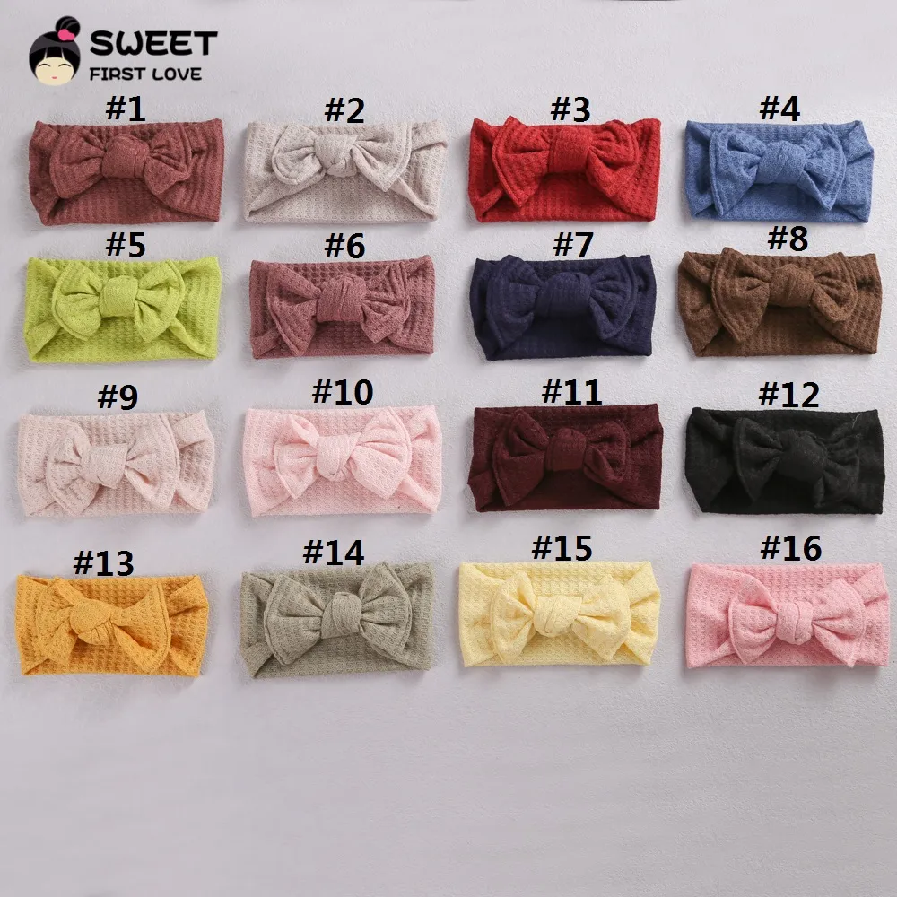 New Cut Bow Baby Headband Bambini Tinta unita Soft Nylon Turban Headwrap Ragazze Archi Headwrap Accessori per capelli per bambini per ragazze