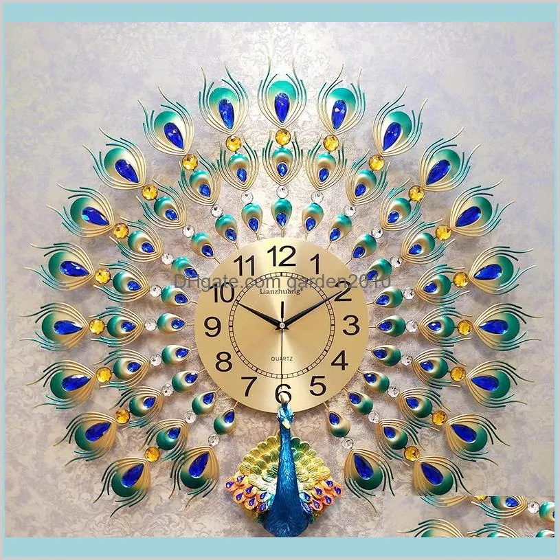 3D Peacock Wall Clock Europe Decor