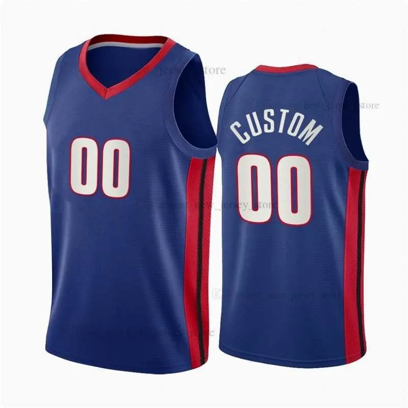 Gedrukt Custom DIY Design Basketbal Jerseys Customization Team Uniformen Print Personalized Letters Naam en nummer Mens Dames Kinderen Jeugd Detroit001