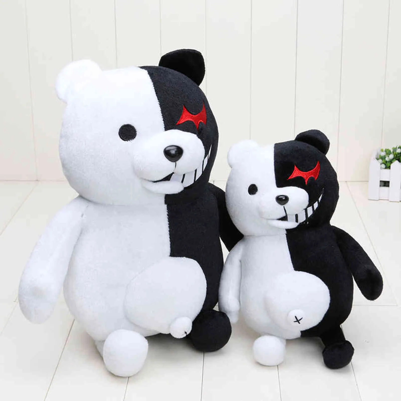 Dangan Ronpa Super Danganronpa 2 Monokuma Noir Blanc Ours En Peluche Jouet Doux Animal En Peluche Poupées Jouet De Noël Y211119