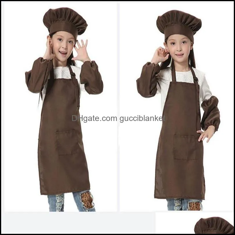 Child Apron Kids Sleeve Hat Pocket Kindergarten Kitchen Baking Painting Cooking Drink food Enfant Tablier Delantal