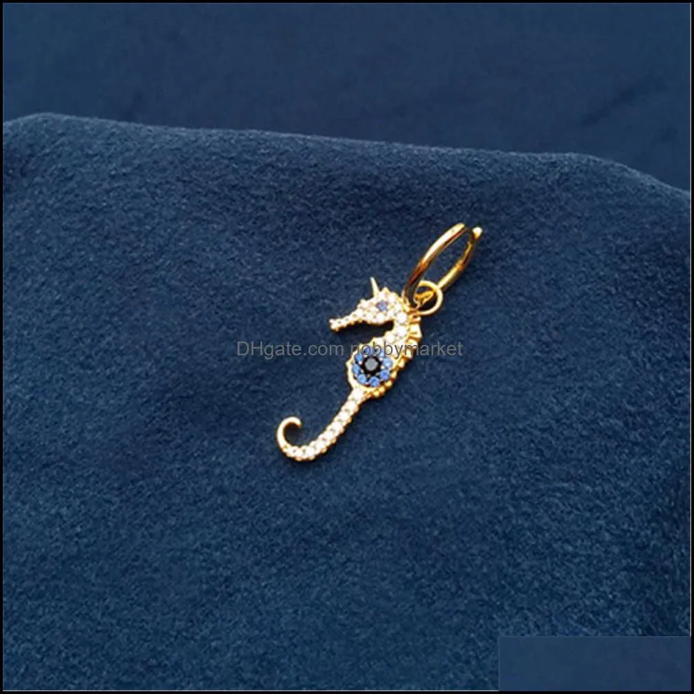 cheny s925 sterling silver style golden yellow ocean earring female fashion personality hippocampus shaped ear jewelry 210619