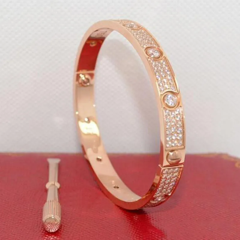 Silver Fashion Bangle Ladies Rose Gold Lady Screw Men Screwdriver Diamond Luxury Designer Jewelry Womens Mens Bracelets Bangle Gift YY