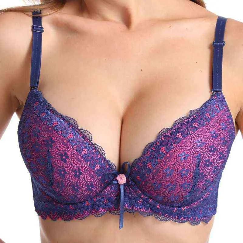Trufeeling Sexy Women Lingerie Bras For Push Up Lace Floral Bra Supper Padded  Bra Top Underwired Underwear Plus Size 85B 100C 211110 From 5,08 €