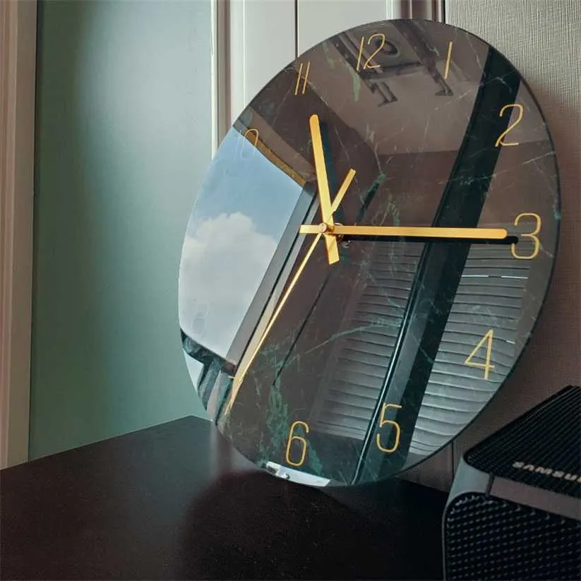 Luxe glazen wandklok moderne stille creatieve horloge s home deocr woonkamer keuken grote reloj cocina geschenk 220115