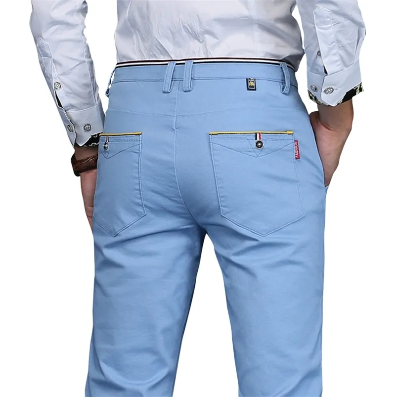 Design Män Byxor Casual Hombres Pantalones Bomull Slim Pant Straight Trousers Fashion Business Pants Plus Size 210715