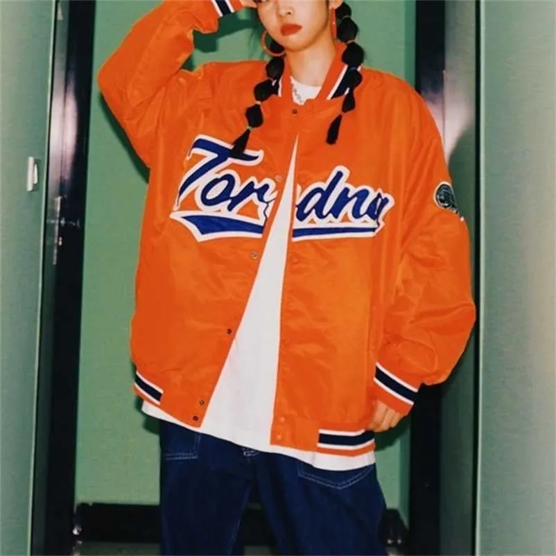 Haft Vintage Women Varsity Jacket Streetwear Casual Kurtka Baseballowa Płaszcz Jesień Hip Hop Damskie Luźne Bombowiec Kurtki 211112