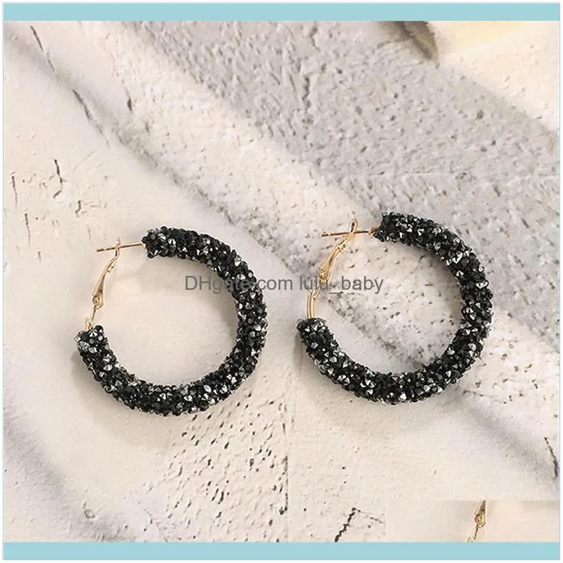 Fashion Hoop Earrings Bling For Women Shiny Crystal Hollow Round Circle Ear Jewelry Gift Wedding Brincos & Huggie