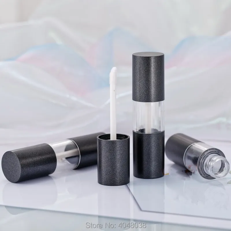 Plastic Lip Gloss Tube Empty Lipgloss Packaging Container Clear Black Refillable Bottle Round Lipstick Oil Bottles (2)
