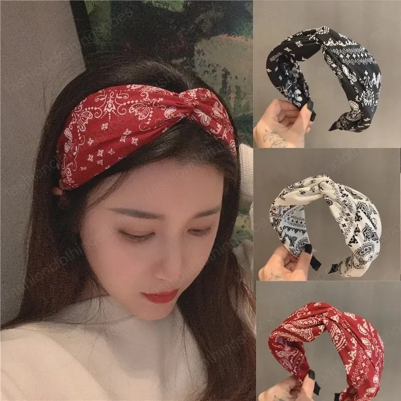 Vintage Floral Wide Fashion Headbands Solid Flower Plaids Hairbands Set for Women Head Wrap Girls Tiara Elegant Headwear