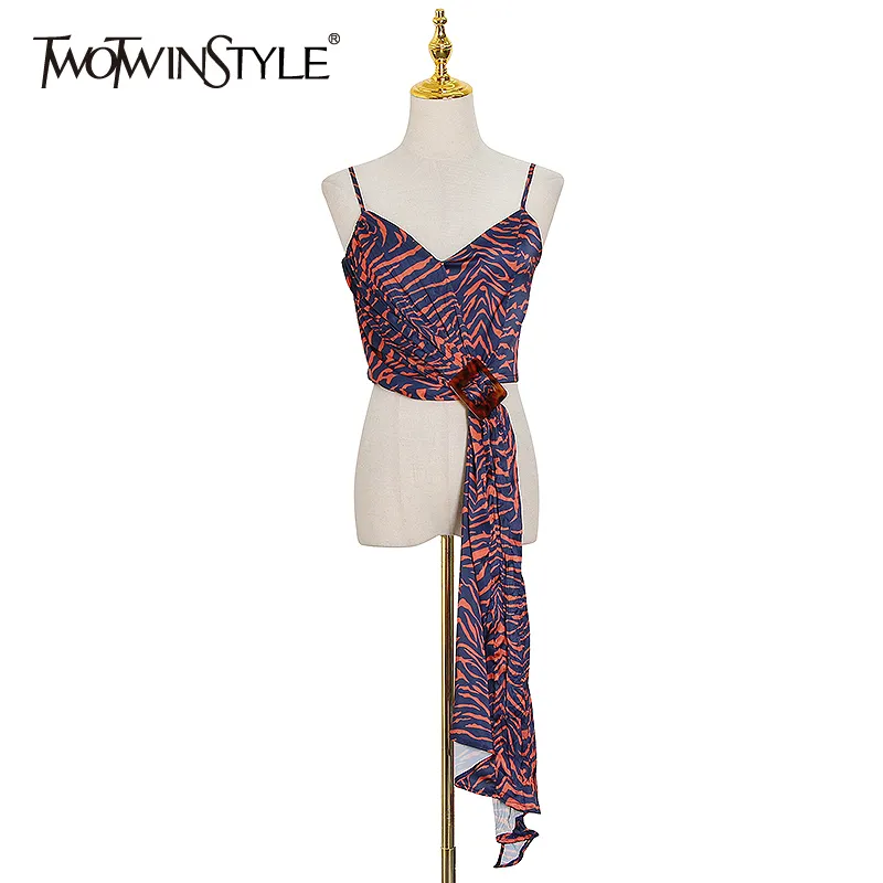 Leopard Print Camis Vest For Women Spaghetti Strap Patchwork Asymmetrical Vintage Vests Female Summer 210524