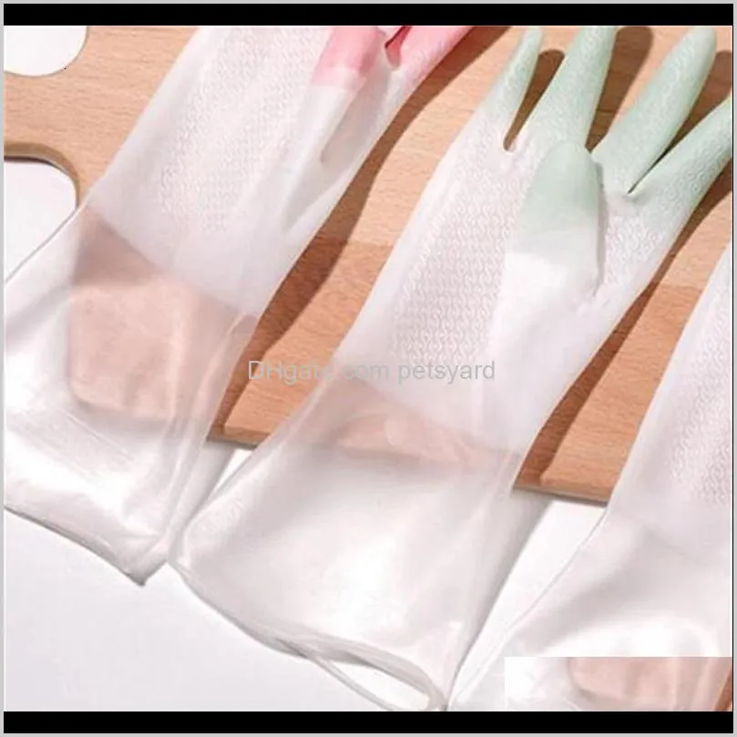 thickening wash clothes wash dishes glove female dishwashing gloves plastic latex two-color waterproof household kitchen cleaner 49 o2