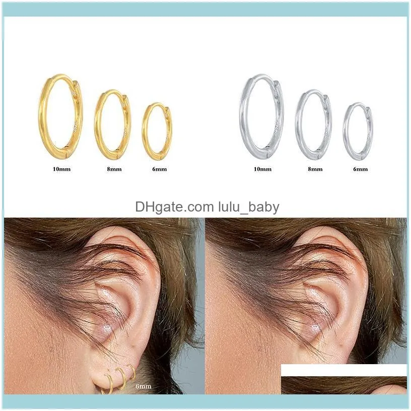 3pcs/set 925 Sterling Silver Huggie Earrings For Women Gold Color Fashion Hoop Jewelry Pendientes Plata W5 &