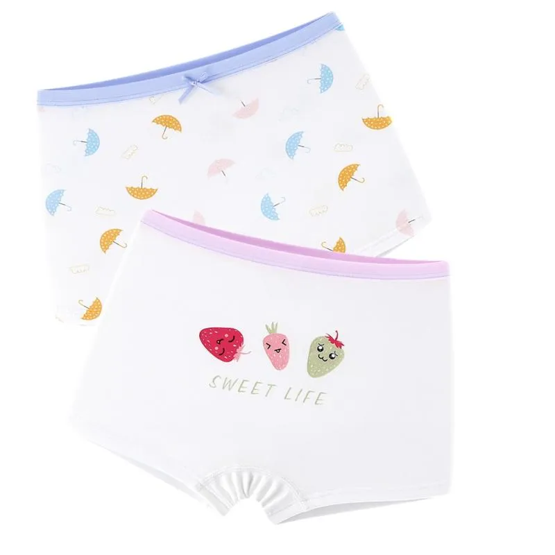 Girls Cotton Boxer Underwear Set Purple, Blue, And White Stretchy