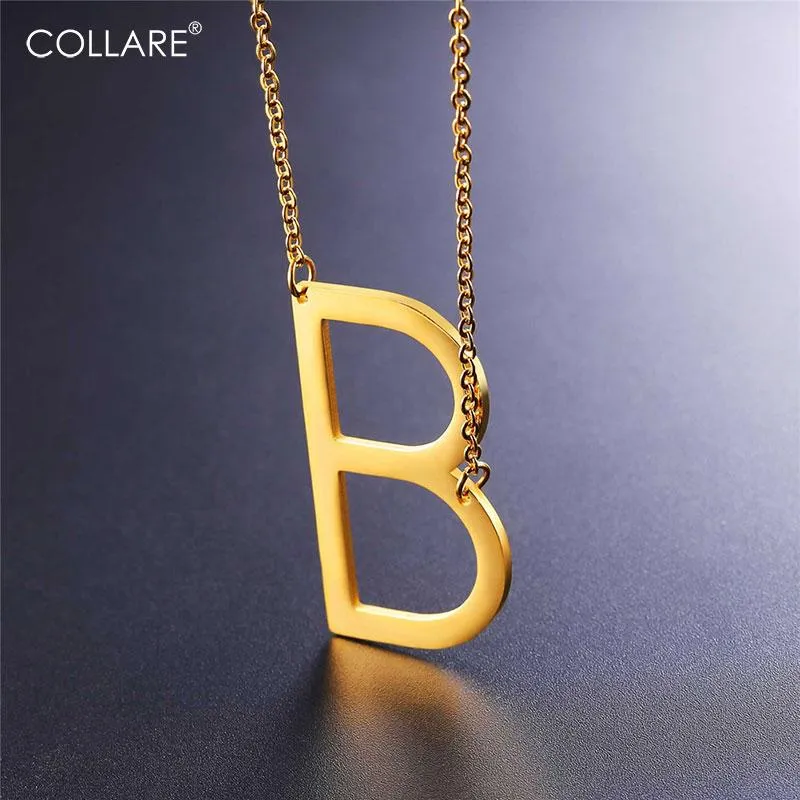 Collare Initial Choker Necklace Women Gold Color Alphabet Gift 316L Stainless Steel Jewelry Sideways Letter B Men N004 Chokers