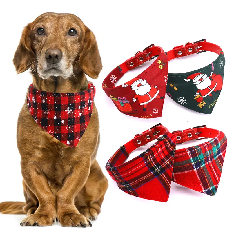 Dog Bandana Christmas Plaid Pet Scarf Triangle Bibs Kerchief Pets Accessories Bib For Small Medium Large Dogs Xmas Gift BH5425 TYJ