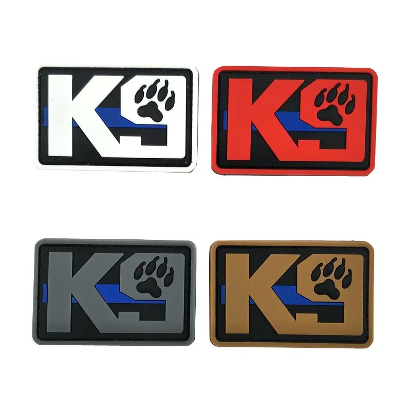 PVC stof haak en lus fastener K9 klauw armband blauwe lijn service hond badge hoofdstuk decoratieve stickers zachte siliconen tactische patches applique