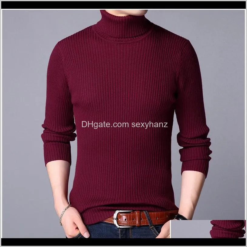 mrmt 2020 brand fall winter men`s knitted sweater young high-collar knitted bottom shirt for male pure-color sweater qyllmx