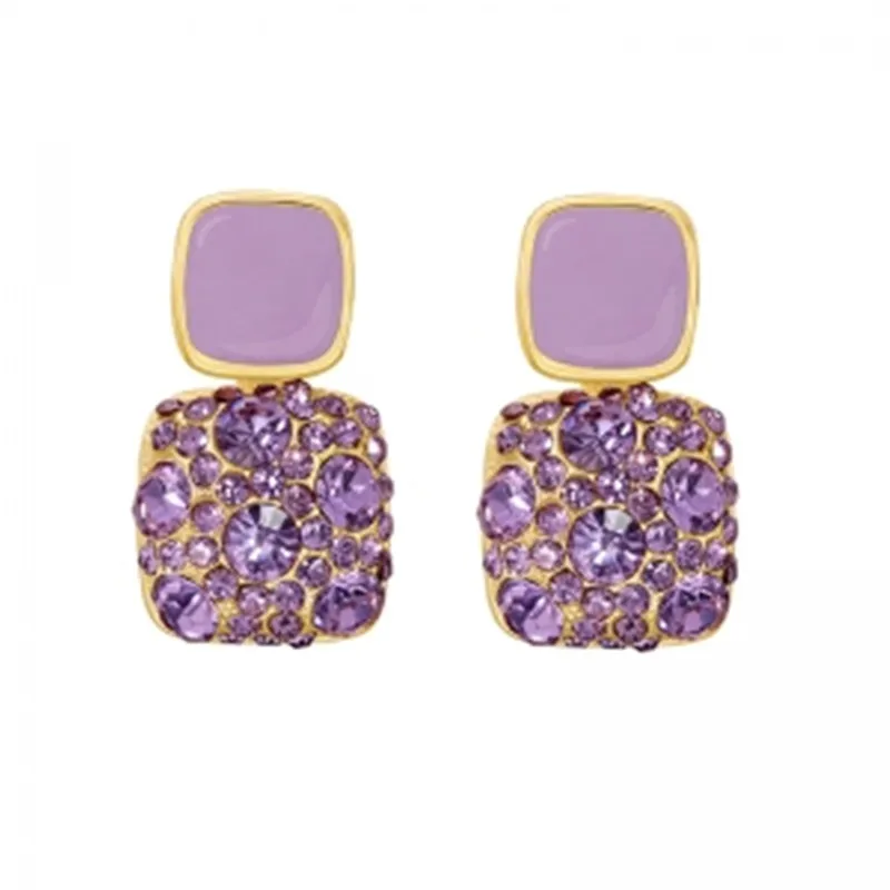 Boucles d'oreilles pendantes rétro haute qualité femmes exquise mode violet boucle d'oreille