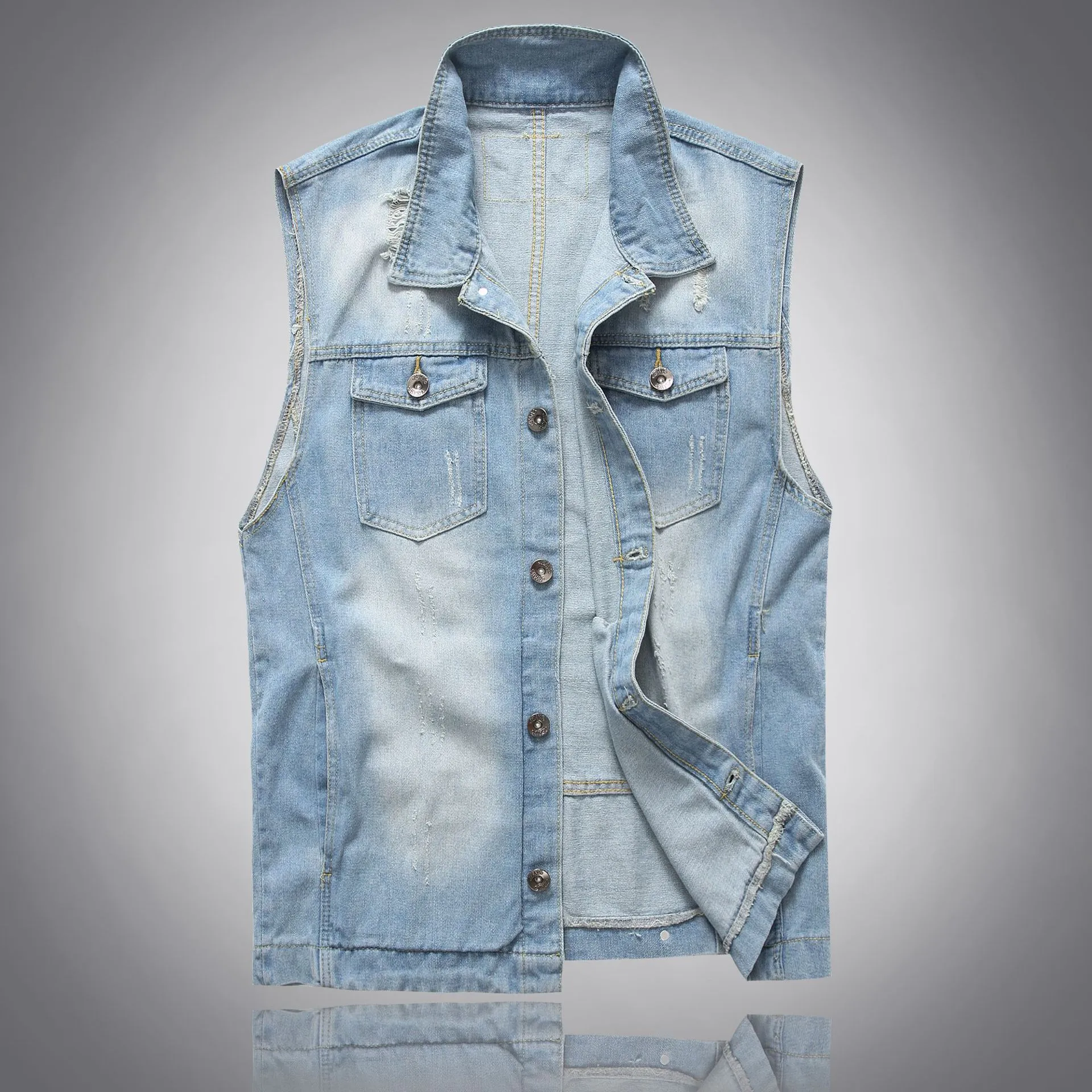 Men's Jackets Slim Denim Vest Sleeveless Street Wear Casual Jean jacket Man Casaual Vest For Men