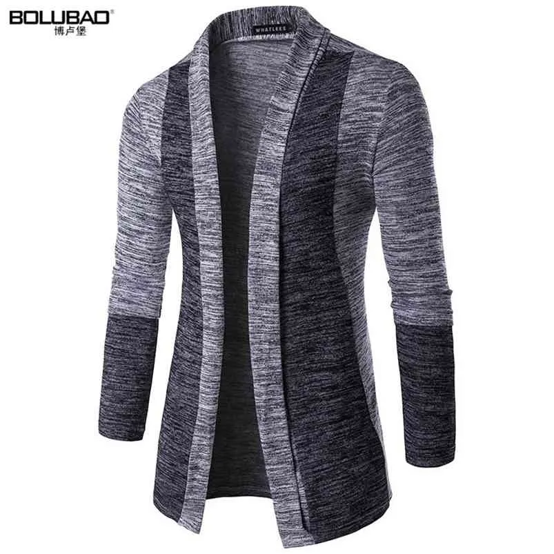 Bolubao varumärke-kläder våren cardigan manlig mode kvalitet bomull tröja män casual grå redwine mens tröja 210813