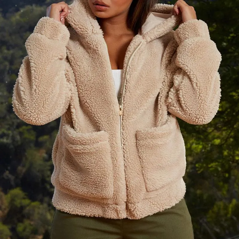 Vestes pour femmes veste d'hiver polaire à capuche manteau grande taille Cardigan chaud fermeture éclair vert vêtements d'extérieur 2021 automne maison décontracté femme vêtements