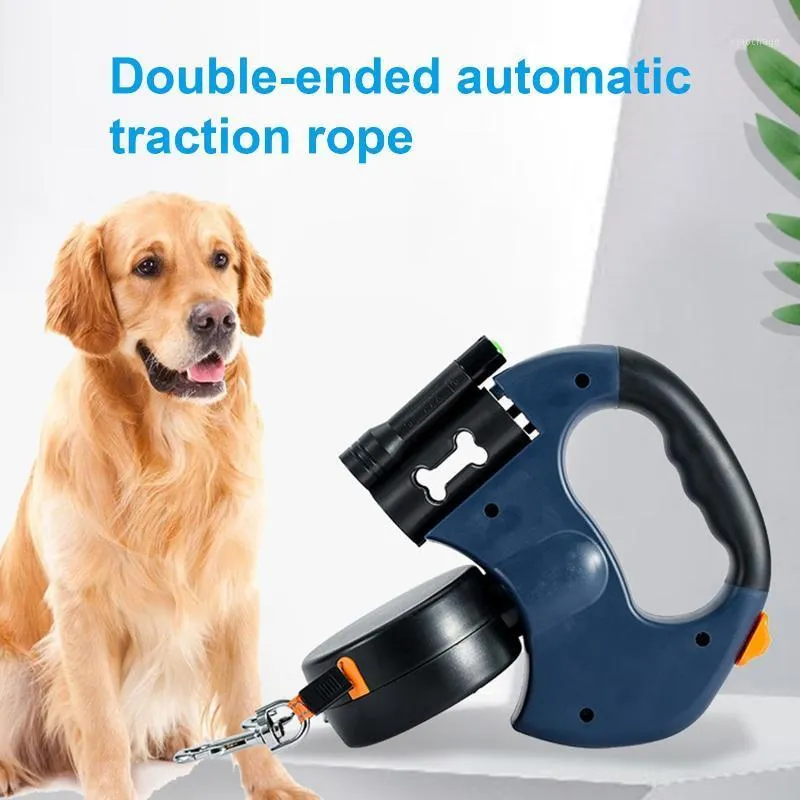 Coleiras de cachorro trelas Automatic retrotable arnês traction corda animal de estimação trator de cabeça dupla com coleira de lixo leve