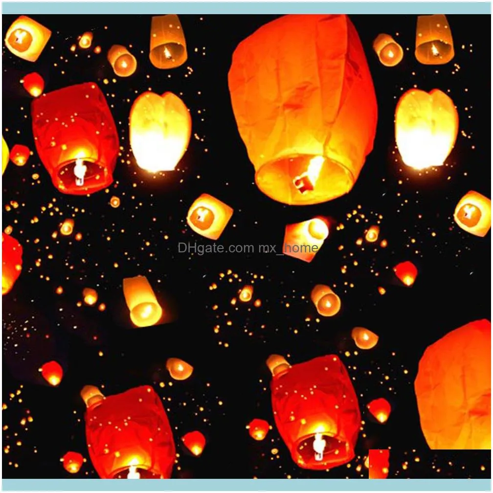 10PCS Chinese Paper Sky Flying ing Lanterns Fly Candle Lamps Christmas Party Wedding Decoration 201127