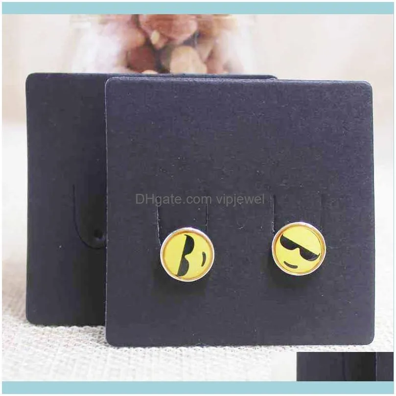 200pcs Diy blank stud/drop earring packing card kraft/black cardboard small cute earring products package card 5*5cm