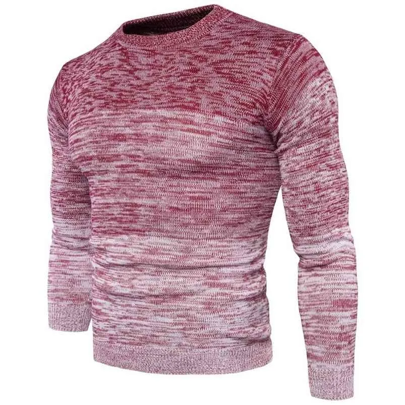 Mannen Rode Sweater Warme Kraag Pullover Casual Sweaters 210813