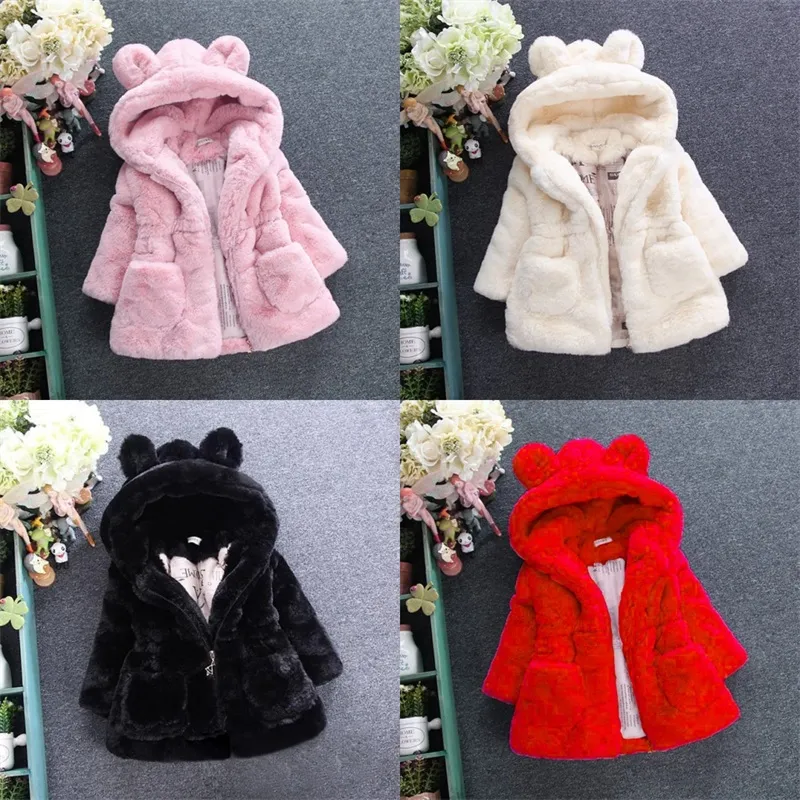 enfants hiver manteaux plus chauds Noël filles designer fourrure à capuche manteau épais bébé fille veste enfants vêtements chauds 5302 Q2