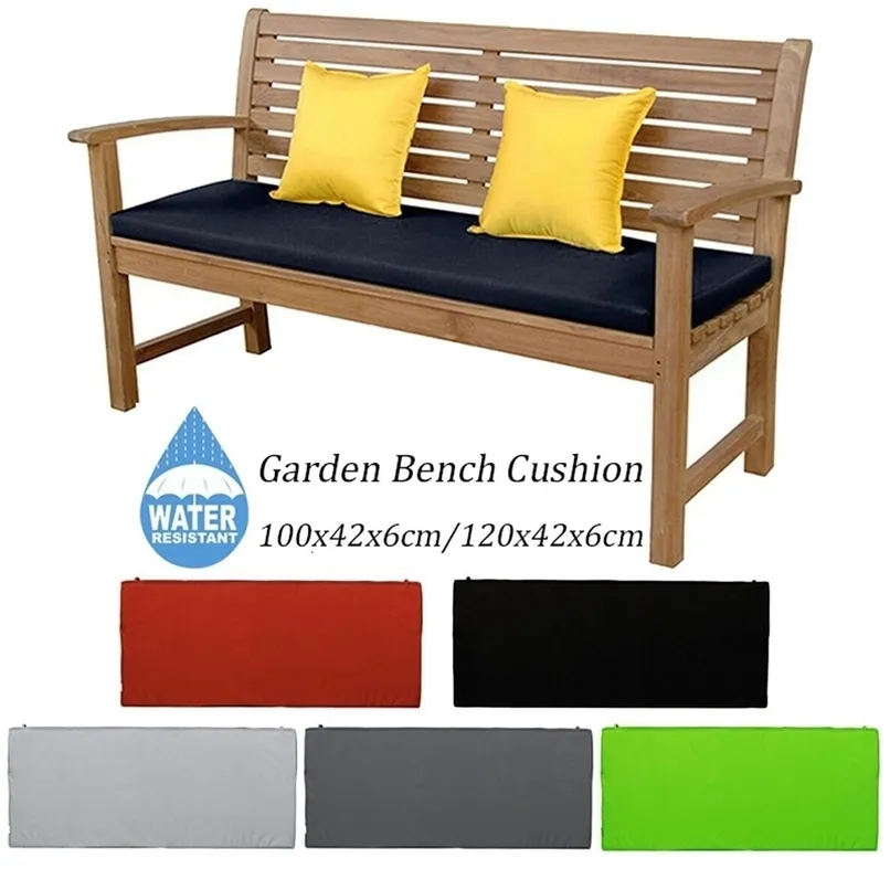 2/3 places en plein air couleur unie épaisse coussin de banc coussin de siège imperméable avec bandage jardin patio meubles chaise éponge 211203