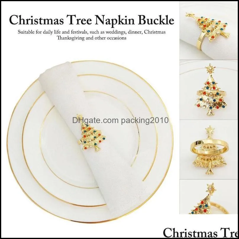 Napkin Rings Christmas Tree Series Buckle For High Grade El Themed Restaurant Wedding Festival Table Decoration Dinner Party