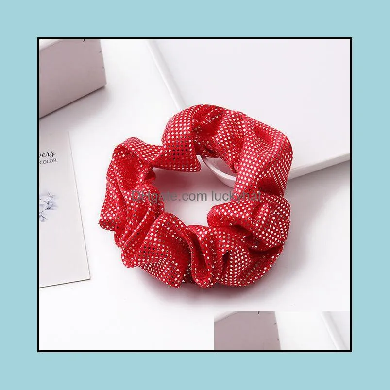 2020  Retro Rings for Women Solid Color Sports Hair Rope Red Blue Black Pink Elastic Ponytail Hair Rope Hair Accessories