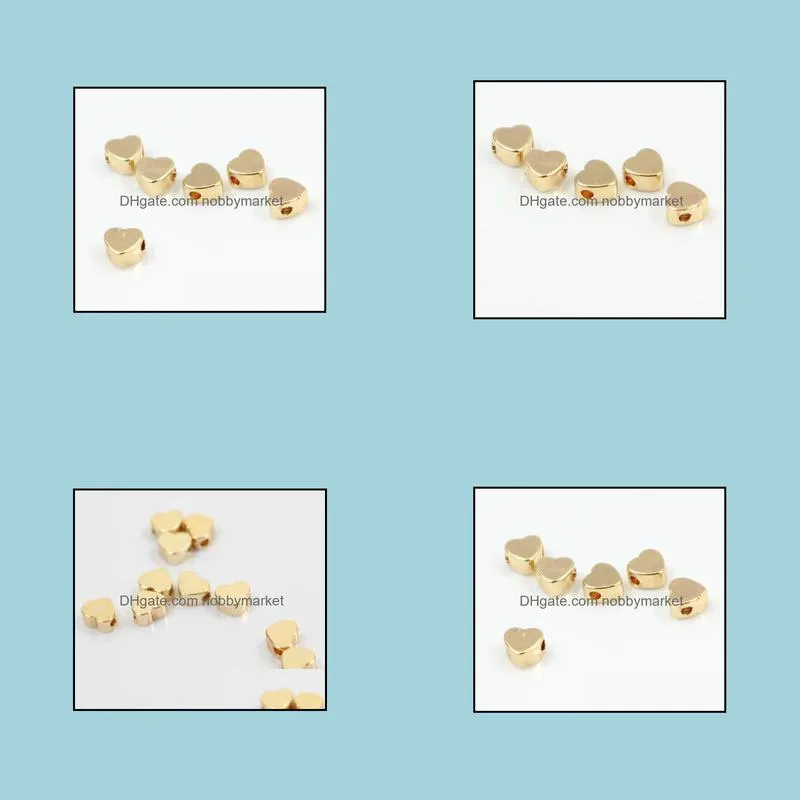 100pcs/lot Heart Love Bead Gold plated spacer Beads Jewerly Accessories for Jewelry Making 5mm