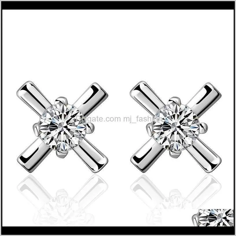 earrings geometric stud earrings silver plating girls ear jewelry rhinestone wedding stud brincos ps0015