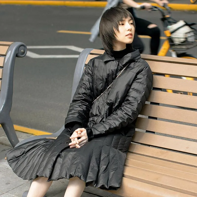 Женский пуховик Parkas зимняя юбка куртка черная мода