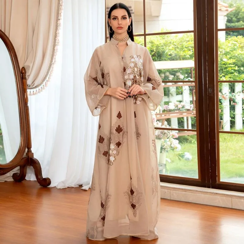민족 의류 MD 두바이 KAFTAN 드레스 아랍어 럭셔리 패션 ABAYA 수 놓은 스팽글 이브닝 가운 이슬람 여성 이슬람 EID 무바라크