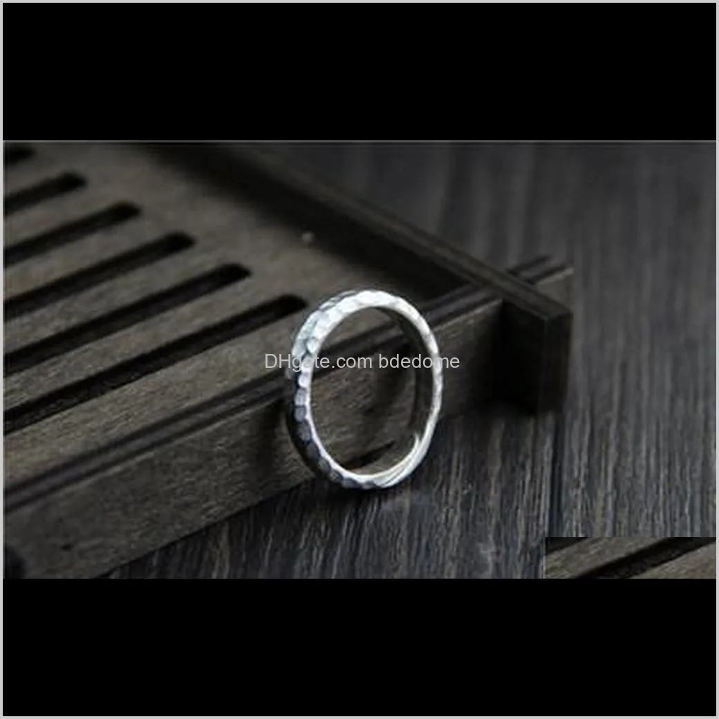 999 Pure Silver Vintage Handmade Ring Simple Female Opening Type Women Rings Bijouterie Fine