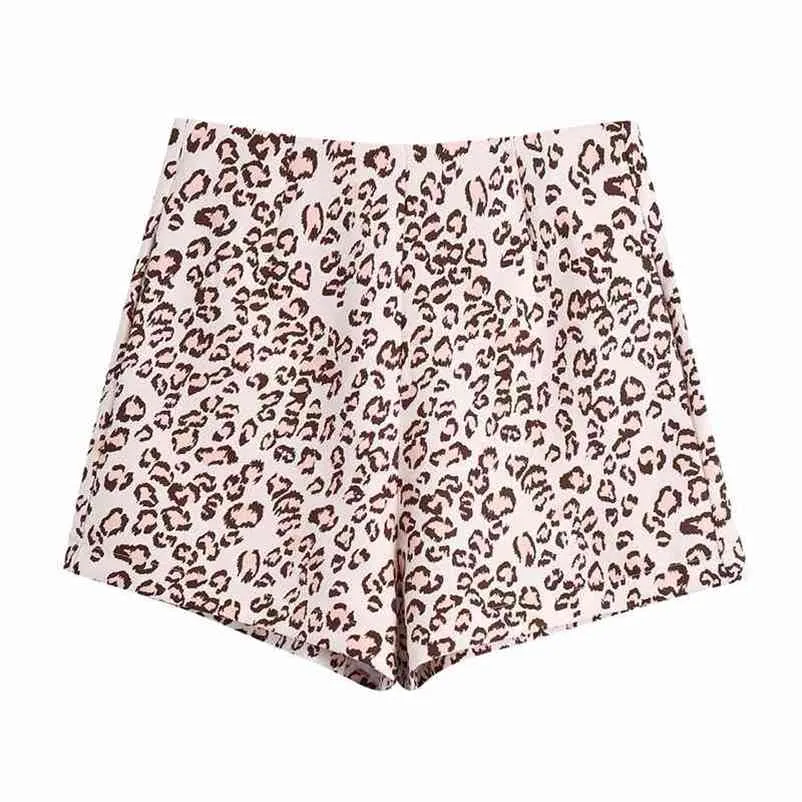 Streetwear femmes imprimé léopard Shorts été mode dames kaki taille haute fermeture éclair casual femme Chic vêtements 210527
