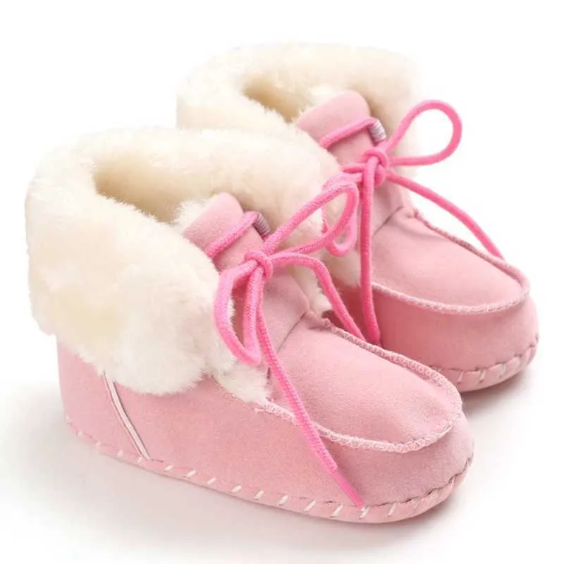 Winter Toddler Spädbarn Baby Girls Boys Warm Anti-Slip Casual Sneakers Toddler Soft Soled Walking Shoes Ny Ins G1023