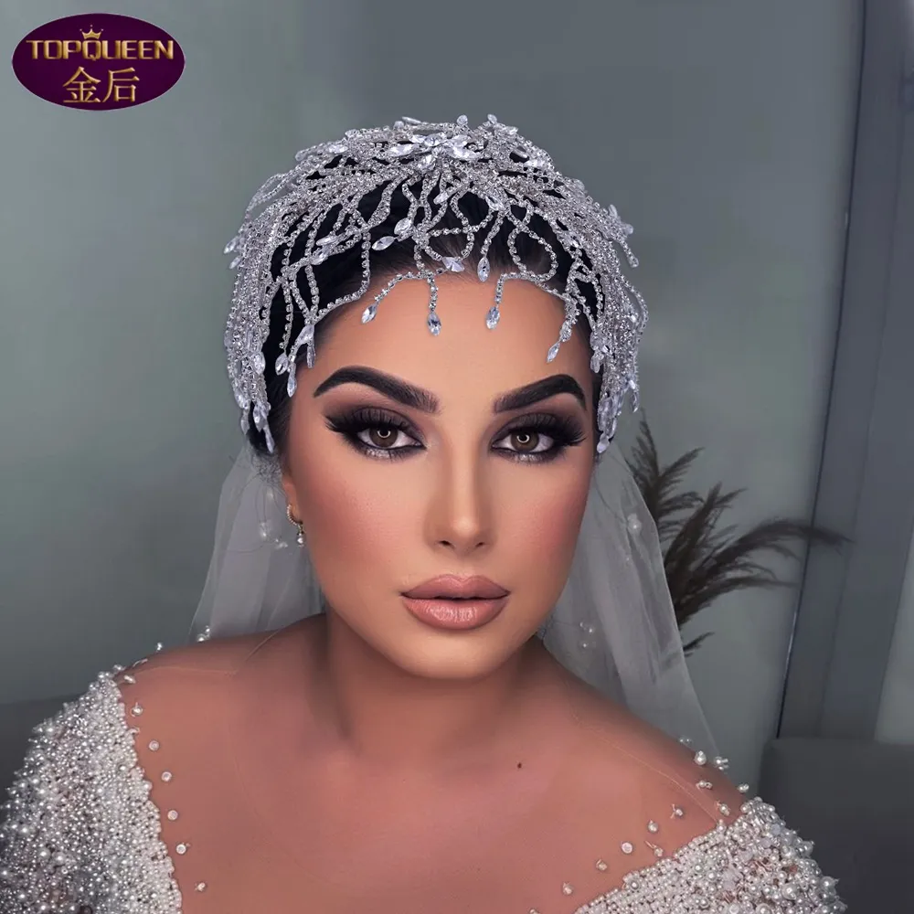 3D Flower Diamond Hoop Wedding Tiara Queen Baroque Crystal Copricapo da sposa Corona di strass con gioielli da sposa Accessori per capelli Copricapo da sposa