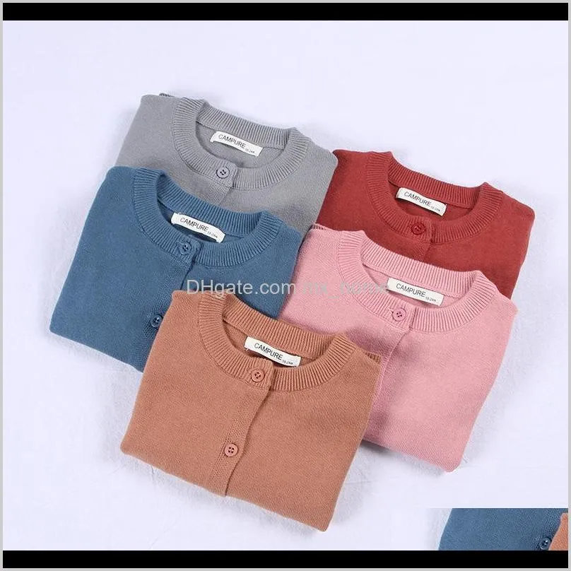 school spring autumn kids baby cotton knit sweater candy color cardigan solid color cardigan children`s sweater 1-7y 201103