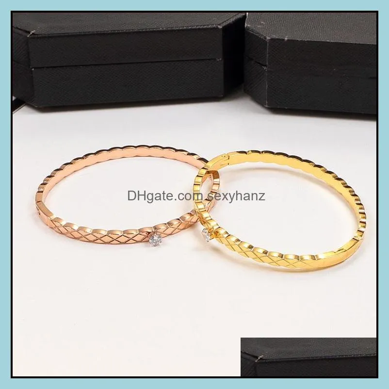 European and American three-dimensional single diamond women bracelet titanium steel bangles wholesale high quality not fade