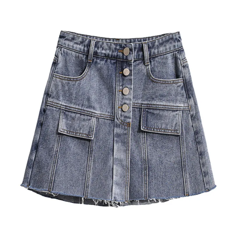 Uitstekende kwaliteit est jeans rok vrouwelijke vet zus nep twee wijd-been losse shorts zomer broek mode high-taint 210521