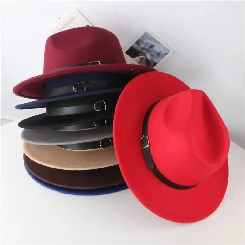 3pcs fabbrica INS 7 colori moda cappelli madre e me elegante solido adulti cappello fedora fascia tesa piatta jazz bambini berretti panama