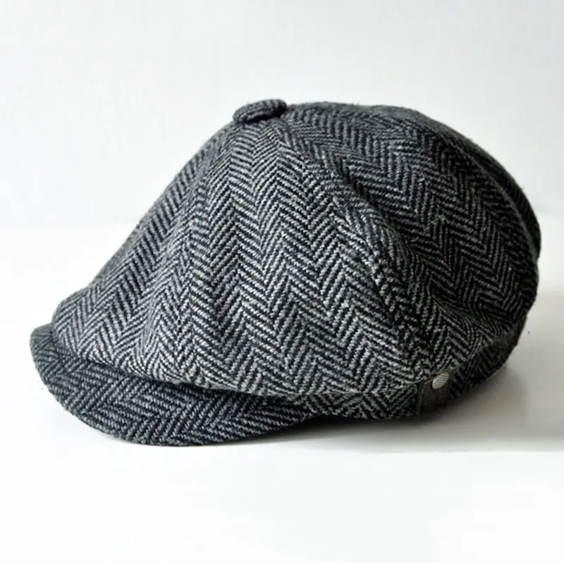 두 스타일 패브릭 빈티지 영국 스타일 뉴스 보이 모자 어두운 색 디자인 남성과 여성 일반적인 패션 모자 멀티 크기 혼합 도매