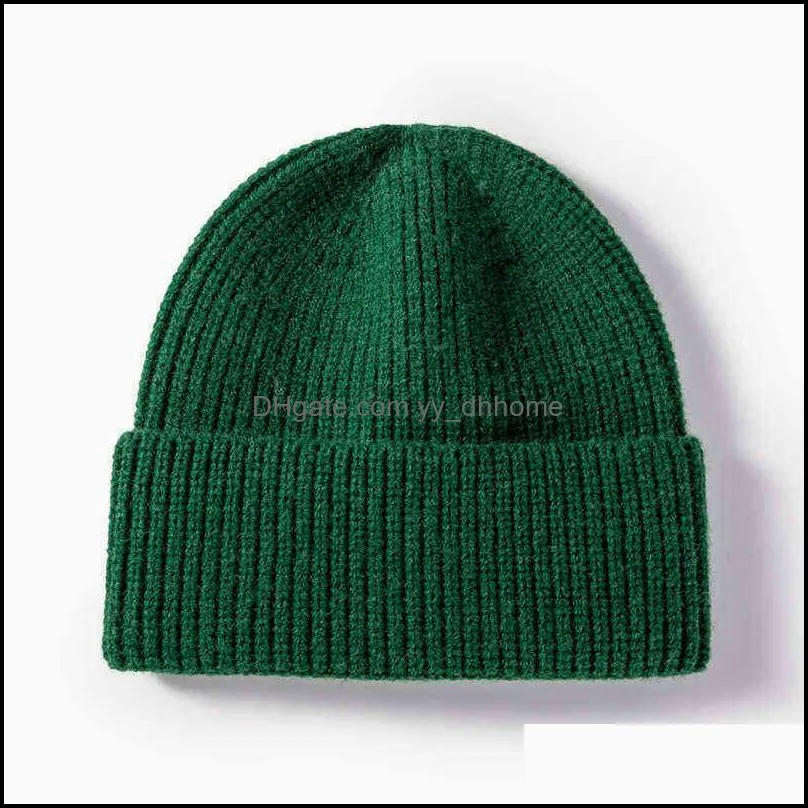 VISROVER18 colors Autumn winter Solid color acrylic beanies for man and woman acrylic unisexWarm cap Casual High Quality 211228